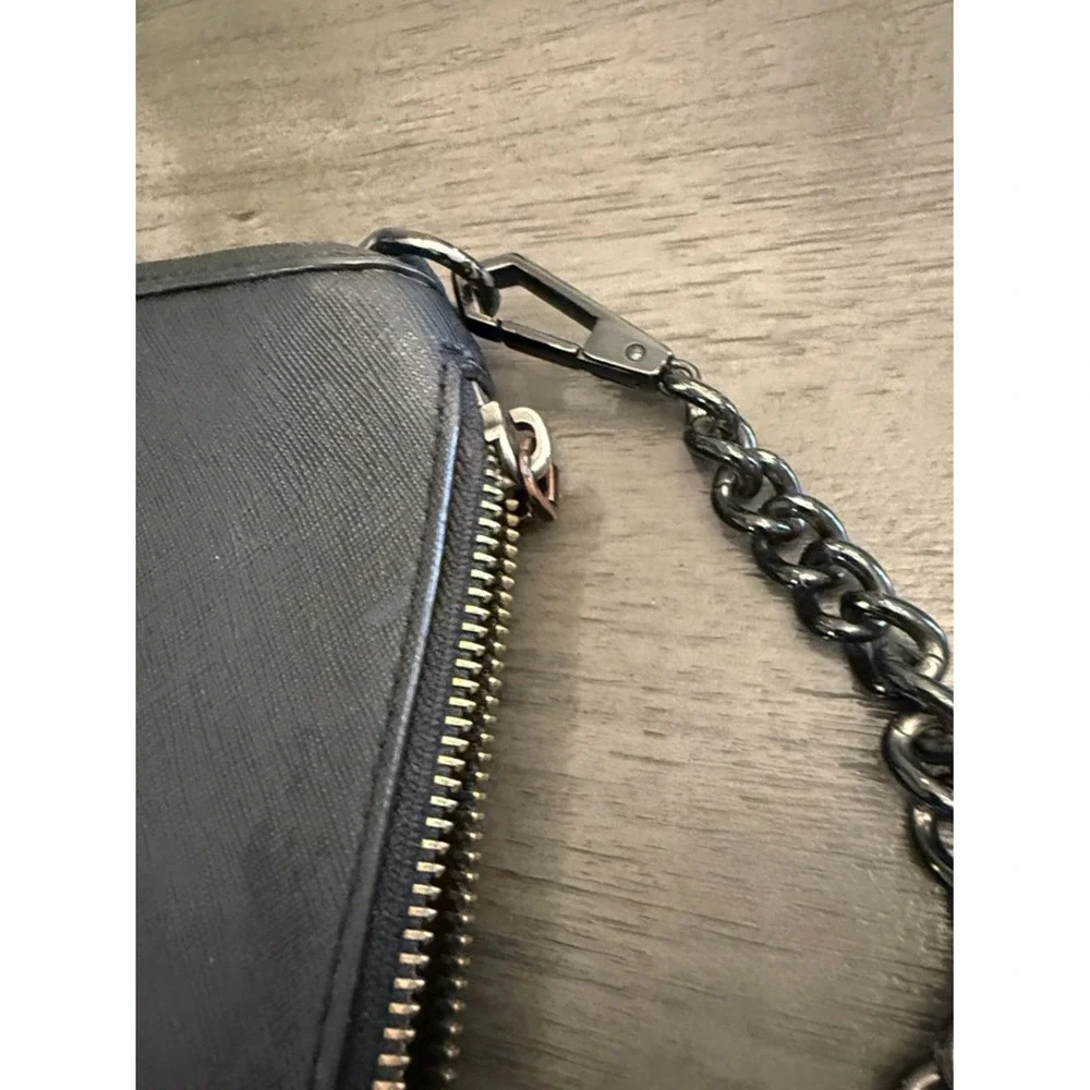 Rebecca‎ Minkoff Avery Crossbody Bag Black Saffiano Leather Gunmetal Chain OS